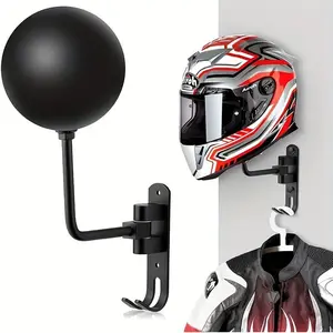 180 Degree Rotatable Motorcycle Helmet Rack, Wall Mounted Helmet Storage Rack, Adjustable Hooks Space Saving Helmet Hanger Stand for Display and Storage, Hanging Hook Organizer, Garage Hooks
