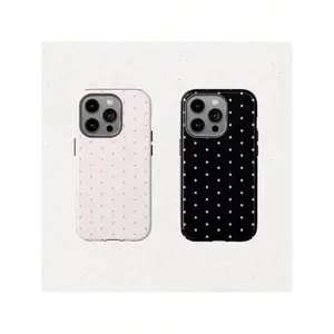 Polka Dot  Case, Pink & White Cute Phone Cover, Black With Pink Polka Dots, Stylish Protective Case,  15 14 13 12 11 X XR 8 Pro Max,  Tech Accessory,Suitable For IPhone 17 Air