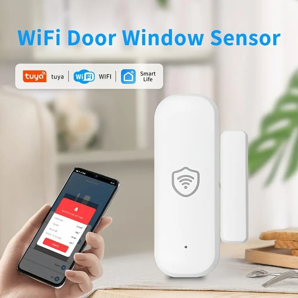 Smart Door Sensor 2.4G WiFi Door, Window, Refrigerator Security Alarm - Compatible with Alexa and Google Assistant, Easy Installation, No Battery Required, Pet Safety, Drawer Fence, Home Automation Wireless Pir Motion Detect