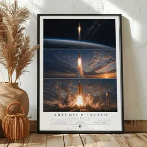 Artemis Rocket Launch Space Poster NASA Inspired Space Mission Print Humanity Returns SLS Orion Rocket Art