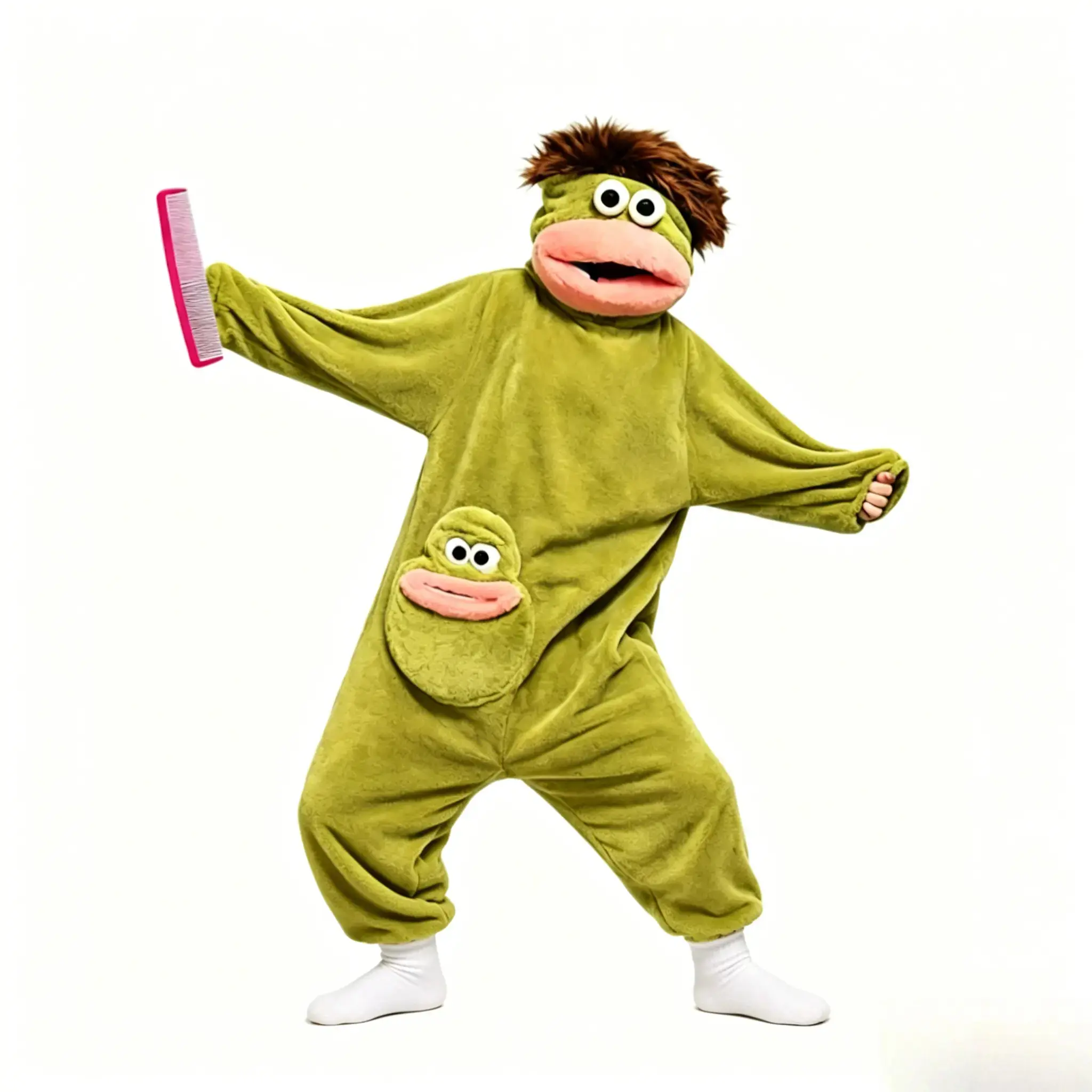 Big Mouth Monster Onesie with Large Comb, Oversized Plush Fleece Wearable Blanket Hoodie for Adults, Soft Cozy One Piece Loungewear Pajamas, Halloween Costume & Gift One Size