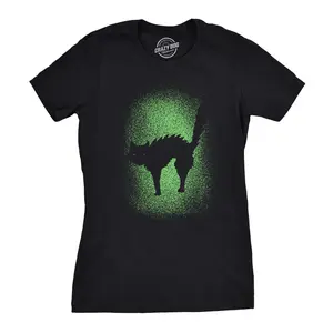 Womens Glowing Cat Glow In The Dark Cool Halloween T Shirt Funny Kitty Tee Funny Womens T Shirts Cute Vintage Fashion Casual Ladies T-Shirt Gift Halloween Tops for Women Funny Cat Top Women's Novelty Tees Black