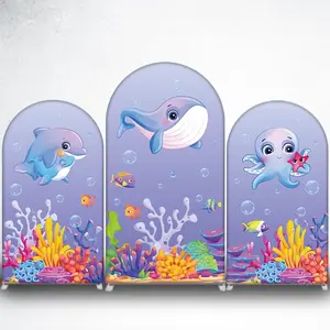 Dolphin Family Arch Backdrop Cover for Underwater Sea Life Events
