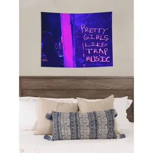 1Pc Pretty Girls Like Trap Music Peach Tapestry, Rapper Hip Hop Design, Polyester Fabric, Rectangular Shape, Aesthetic Wall Hanging For College Dorm, Bedroom, Living Room, Home Decor 40in*60in Multicolor