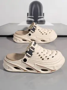 Breathable Summer Holes Shoes, Unisex Thick Sole Height Increase, Hollow Out Anti-Slip Waterproof Driving Sandals, Slipper, Home & Outdoor Wear