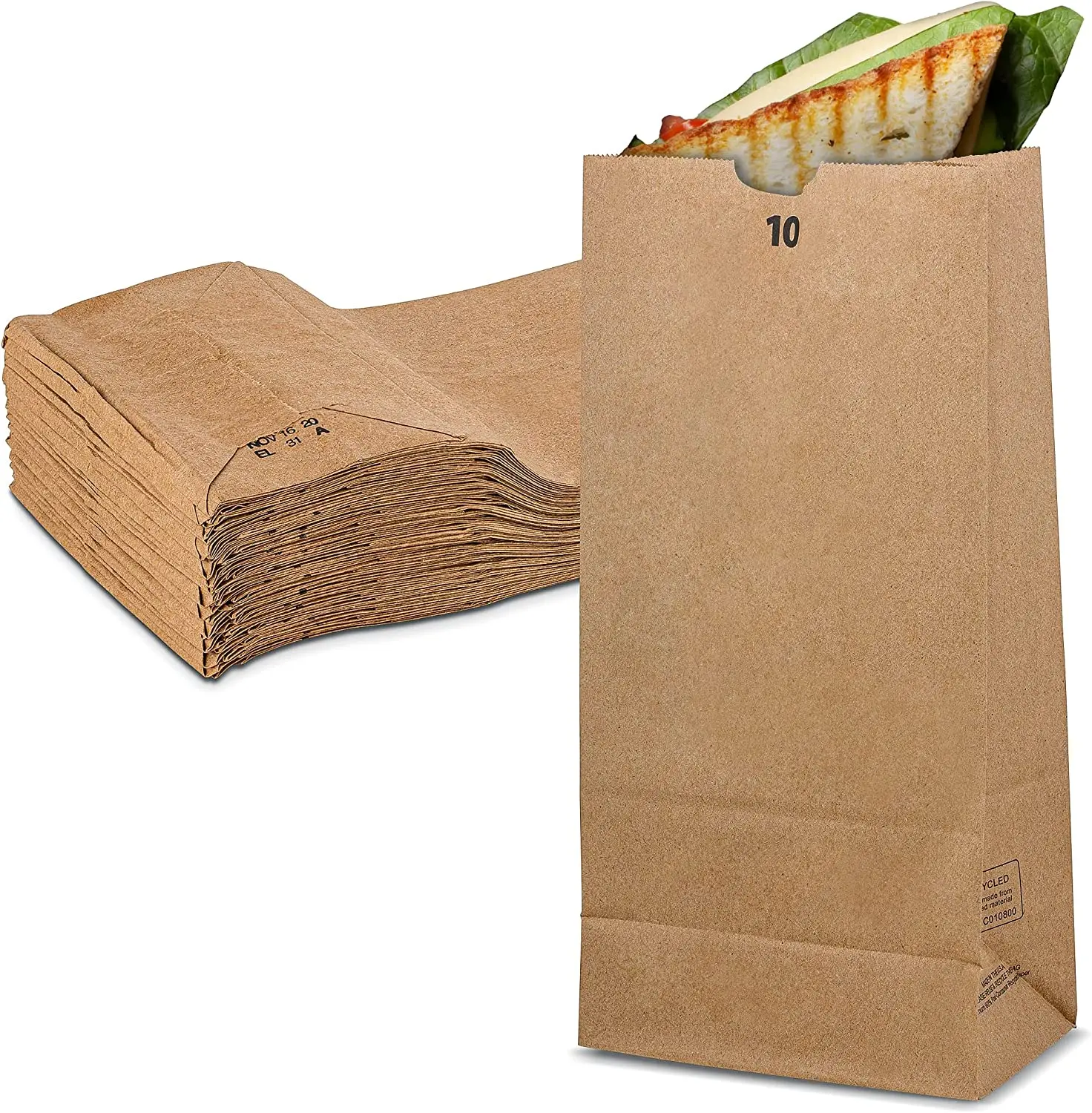 MT Products Brown Paper Bags - 10 lbs Tear-Proof Disposable Storage Bags for Sandwich, Food Storage, Business Use, Drink & Fragile Items Packaging, Home Organization