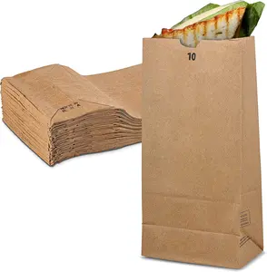 MT Products Brown Paper Bags - 10 lbs. Disposable Paper Lunch Bags