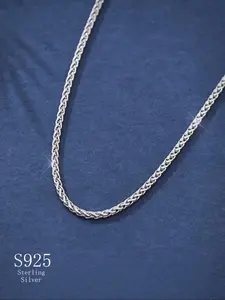 925 Sterling Silver Minimalist Wheat Chain Necklace, Fashion Jewelry for Party, Daily Clothing Decor, Trendy All-match & Exquisite Jewelry for Birthday Gift,  Sterling Silver Chain, Cuban Link Chain