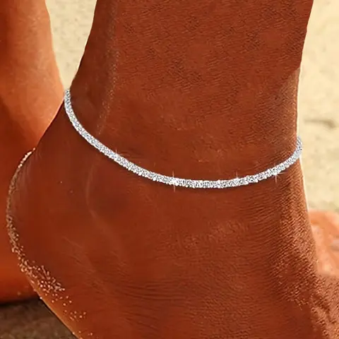 Sparkling Starry Design Chain Anklet for Women, Unique Beach Vacation Party Ankle Bracelet, Perfect Daily Wear Jewelry Accessory, Trendy Jewelry, Trendy Fashionable Accessories