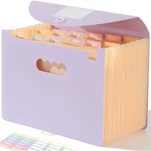 Accordion File Organizer 12 Pockets, Monthly Bill Receipt Tax Organizer, Expanding File Folders with Larger Bright Tabs, Fits Letter/A4 Size