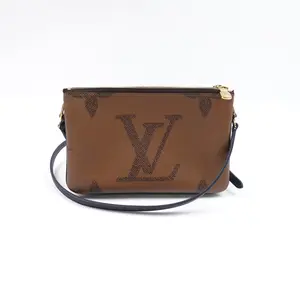 Pre-owned Louis Vuitton Coated Canvas Shoulder Bags Pochette Double Zip Reverse Monogram Shoulder Bag T10402322