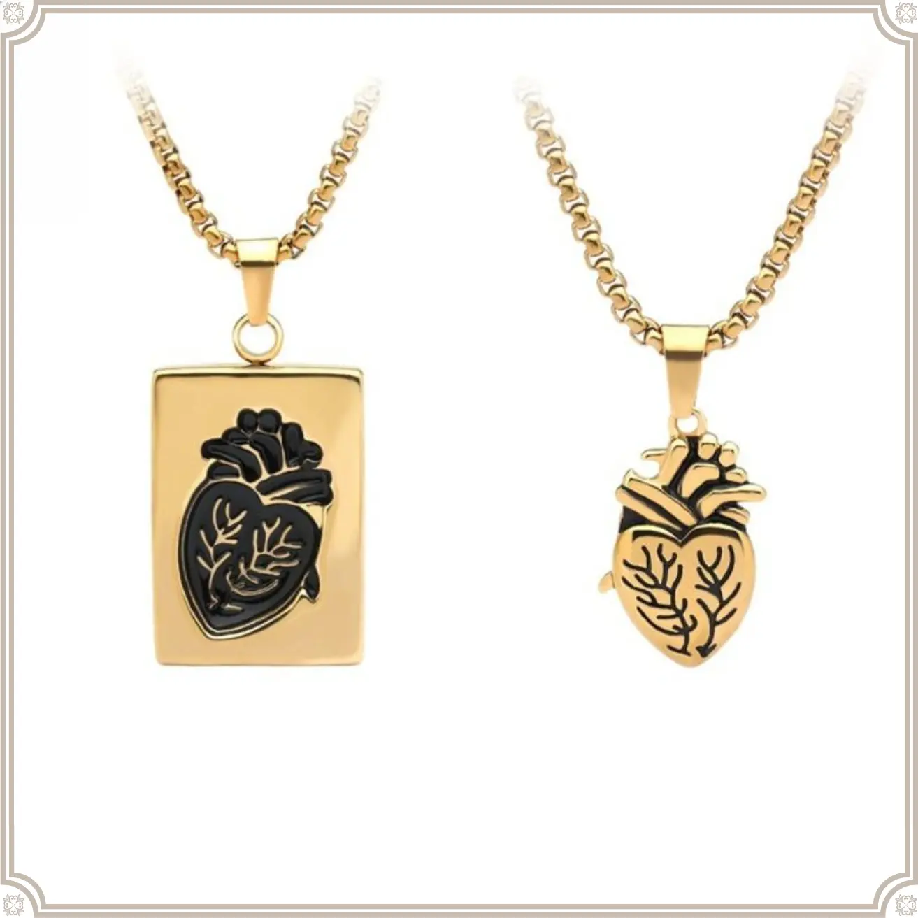 Anatomical Heart Necklace for Men,Heart Shape Hip Hop Couple Pendant Necklace or Women Men