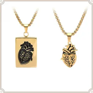 Anatomical Heart Necklace for Men,Heart Shape Hip Hop Couple Pendant Necklace or Women Men