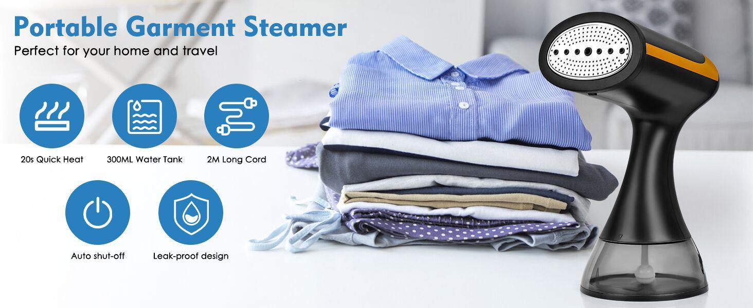 【Super Electric】- 1100W Handheld Garment Steamer, Foldable Portable Clothes Steamer with 300ml Large Water Tank, Fast Heating Wrinkle Remover for Home, Office and Travel mini