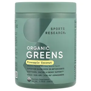Sports Research Greens Organic, Pineapple Coconut, 7.76 oz (220 g)