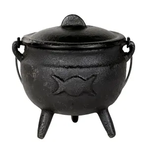 Triple Moon Cast Iron Cauldron - Medium 6"