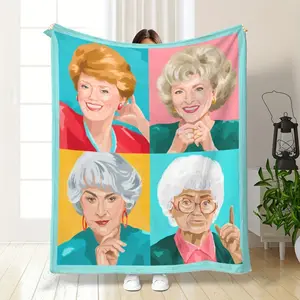 Girls Golden Classic TV Show Themed Blanket - Iconic 4 Characters Design Soft All-Season Bedspread Car Couch Flannel Throw Gift for Fans, Women & Men