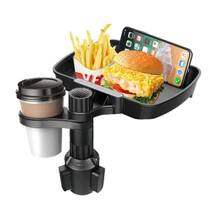 2-In-1 Detachable Car Tray with Cup Holder, Multifunctional Adjustable Food Tray, 360 Degree Rotating Travel Organizer Accessory, Car Cup Holders, Car Dining Tray
