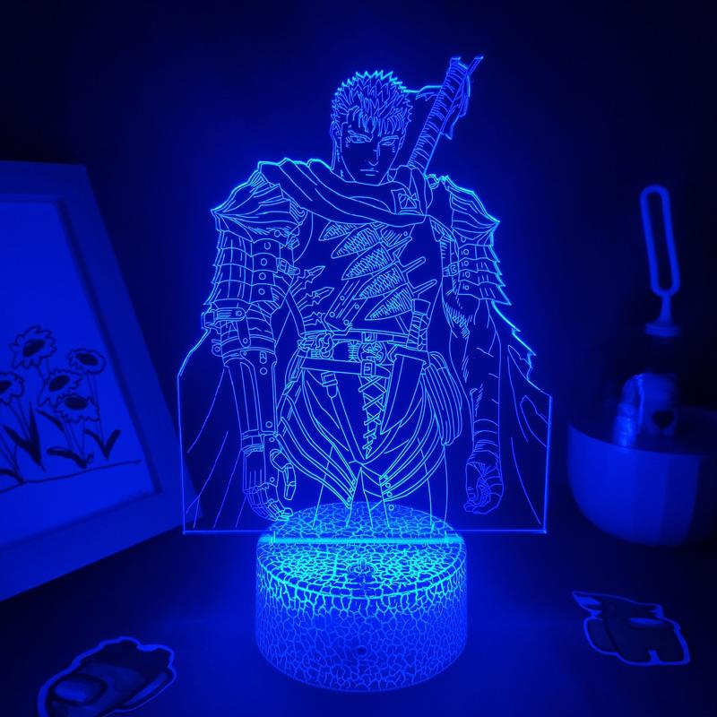 Berserk Anime Guts LED Lamp - 3D Night Light with Touch Sensor, Color Changing RGB Light for Kids Bedroom, Bedside Decor - Home Improvement Novelty Lighting
