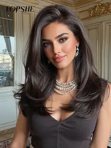 Topshe 13x6 Handmade Lace Front Wig, Medium Long Straight Hair, Suitable for Women, Home Use and Daily Wear, Lace Closure Wig