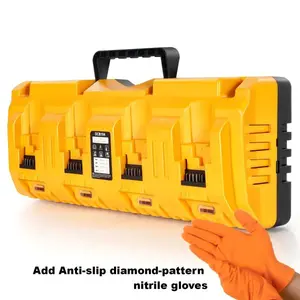 DCB104 Dewalt Universal 12V/20V 4 Ports Charger,Replacement For Dewalt 12V and 20V Battery Charger Station,4 battery ports and 2 USB ports with LED safety indicator,Simultaneous and Efficient Charging of 4 Batteries