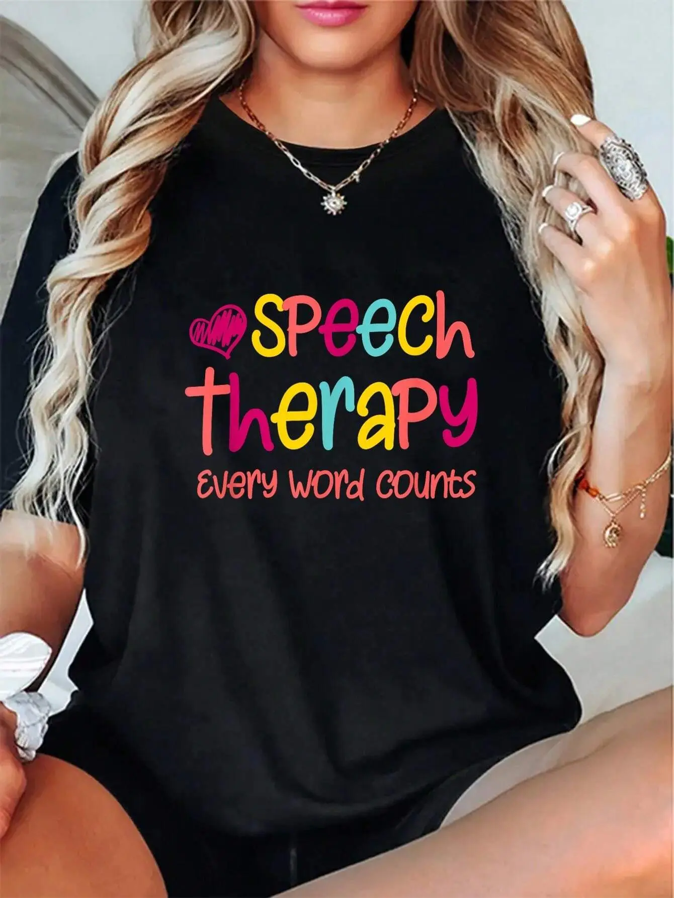 Speech Therapy - Speech Language Pathologist Outfit SLP Gift Casual Shortsleeve Cotton T-Shirt