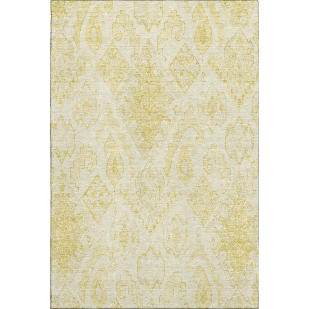 HomeRoots 664809 9 x 12 ft. Gold & Ivory Moroccan Washable Machine Made Rectangle Area Rug with UV Protection, Dual-Tone Area Rugs, Machine-Washable Area Rugs