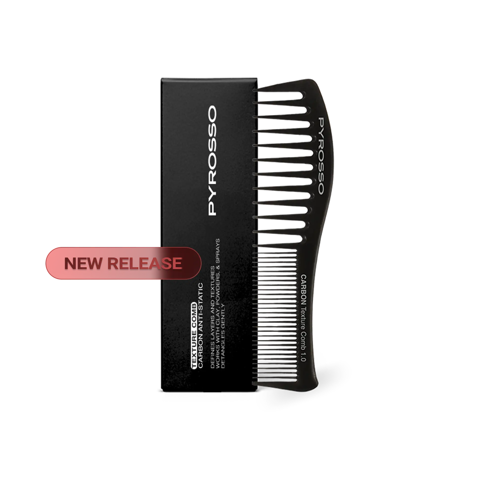 Pyrosso Carbon Texture Comb - Lightweight Anti-Static Pocket-Sized Comb for Enhanced Texture Volume & Definition - Unisex Styling Tool