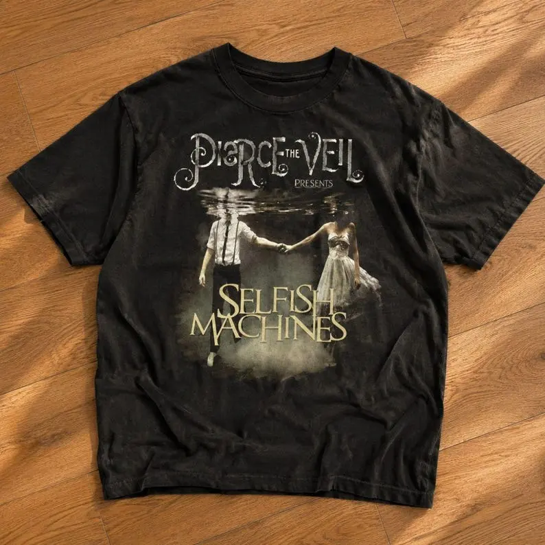 Pierce The Veil Selfish Machines T-Shirt, Vintage Emo Band Graphic Tee, Alternative Rock Shirt, Y2K Music Tee