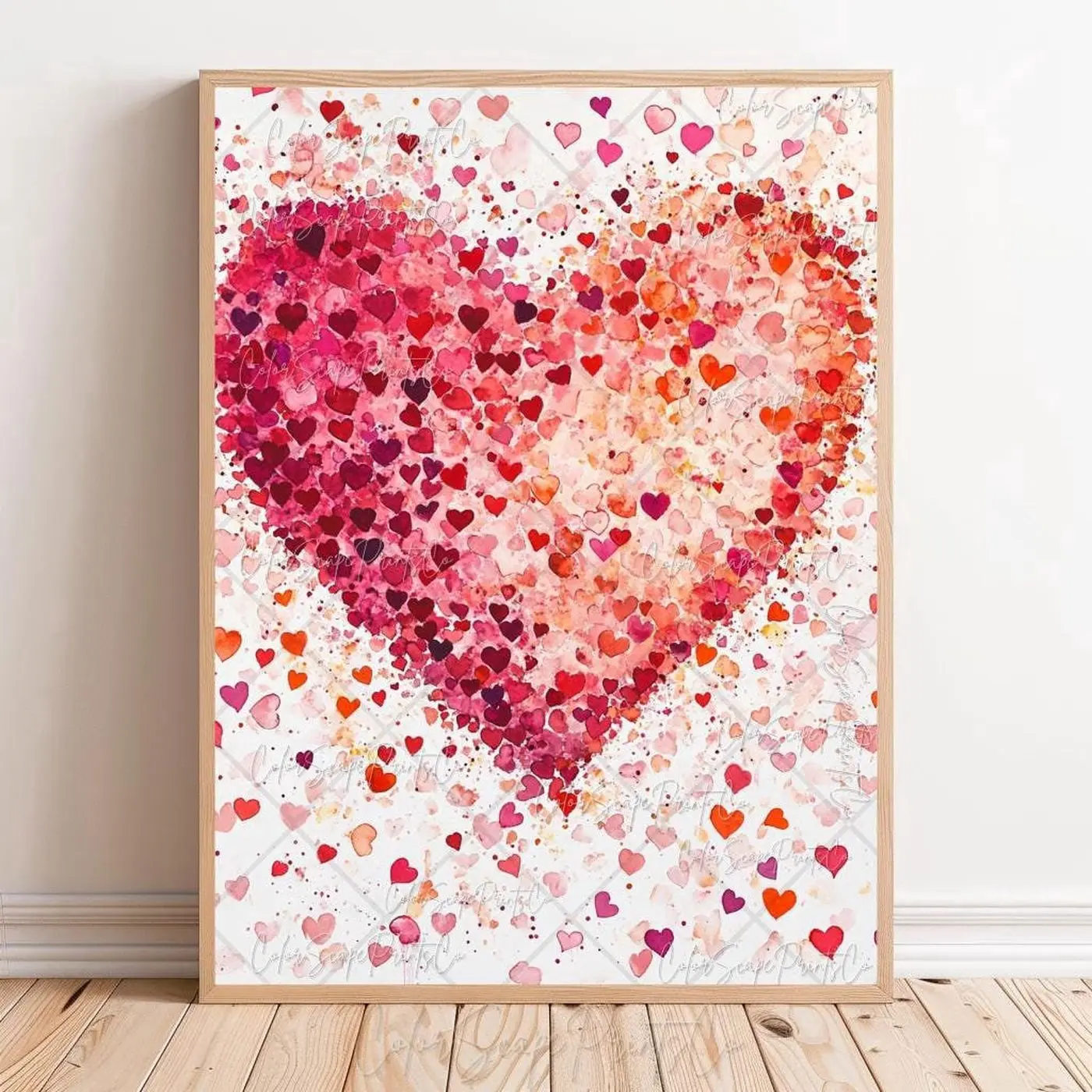 Happy Valentine's Day Print Red Pink Heart Painting Valentine's Day Poster Enchanted Love Art Retro Valentine Art Romantic Valentine Canvas