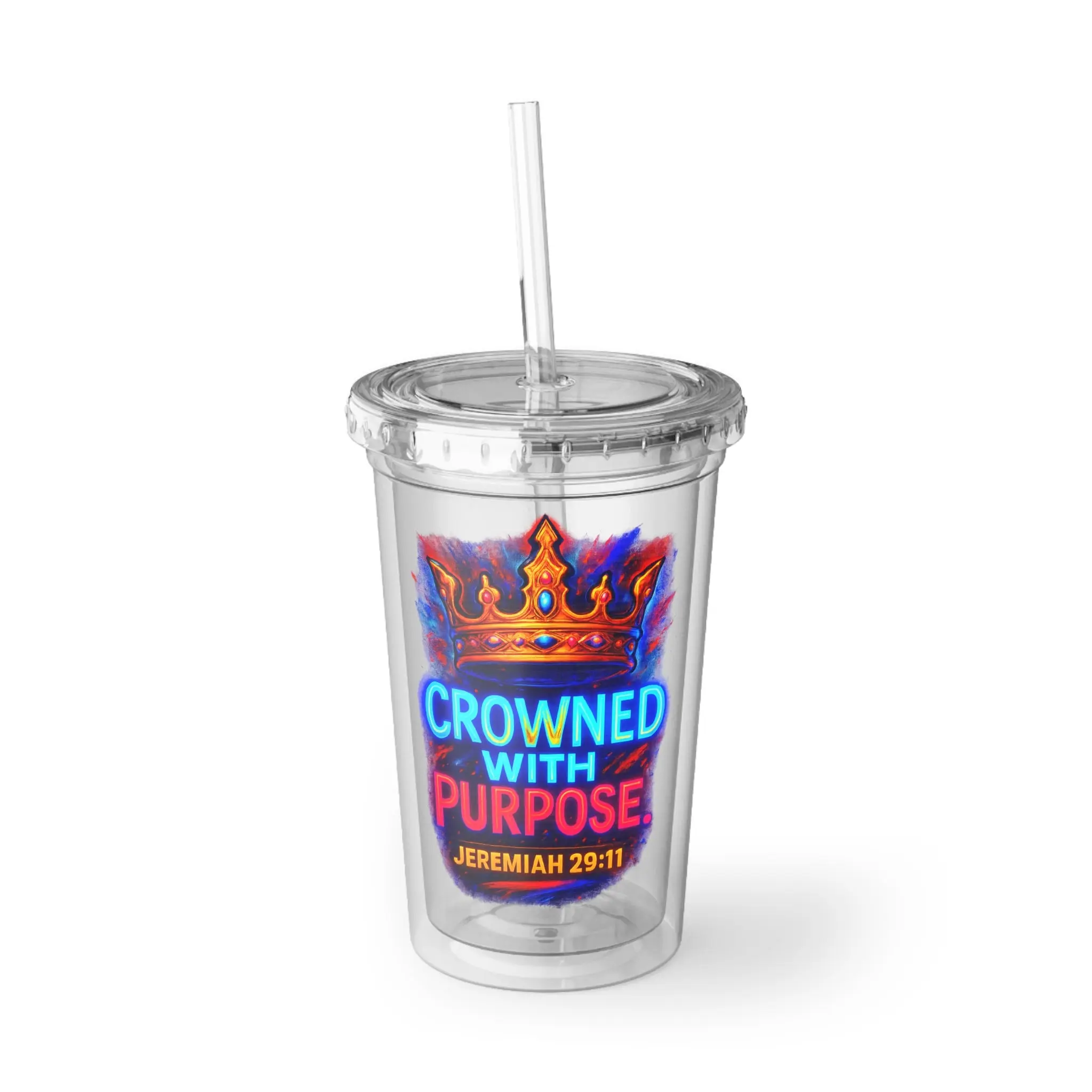 Crowned With Purpose Tumbler Jeremiah 29:11 Christian Acrylic Cup Faith Based Inspirational Gift 16oz