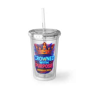 Crowned With Purpose Tumbler Jeremiah 29:11 Christian Acrylic Cup Faith Based Inspirational Gift 16oz
