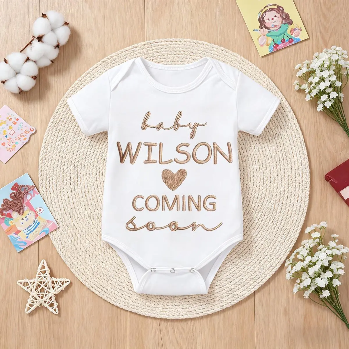Unisex Baby “Coming Soon” Bodysuit, Soft Breathable Cotton Short Sleeve Outfit, Newborn Announcement Gift, Sizes 0-24M, 0-3M, 12M