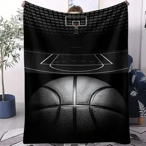 Basketball Court Printed Flannel Blanket, soft & Gentle On The Skin, suitable For Sofas, Beds, Travel, And Home Décor. A Great Gift For Basketball Fans And Sporty Young People (students, Young Men), multiple Styles Available, Cozy Chic Blanket