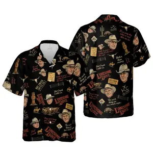 7 Style Vintage Lonesome Dove Gus & Woodrow Black Hawaiian Shirt, Old Movies Merch, Western Cowboy Movie, Gift For Fan.