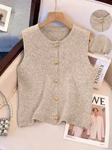 Women's New Fall Fashion Crop Vest Top, Casual Sleeveless High-End Look, Outerwear for Ladies, Stylish and Comfortable