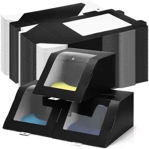 20 Pcs Hat Gift Boxes with Window Baseball Hat Organizer Display Box for Hat, 8.7 x 7.7 x 4.8, Paper Fold Storage Container Packing Box for Baseball Caps Dad Hat Billed Cap