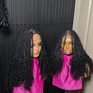 Full Lace Thin Micro with Curl Braided fiber synthetic Wig for Black Women Grade A Fiber lace cap