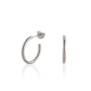 Silver 14mm Thin Hoop Earrings