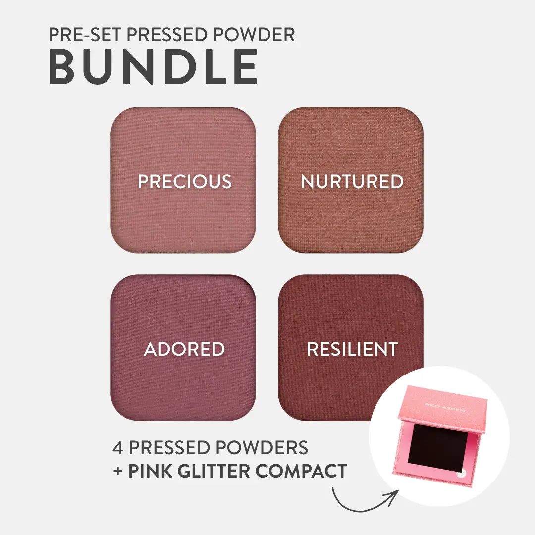 Red Aspen I'm Adored Pre-set Pressed Powder Blush + Magnetic Palette Bundle | 4 Universal Pressed Powder Blushes + Sleek Magnetic Case