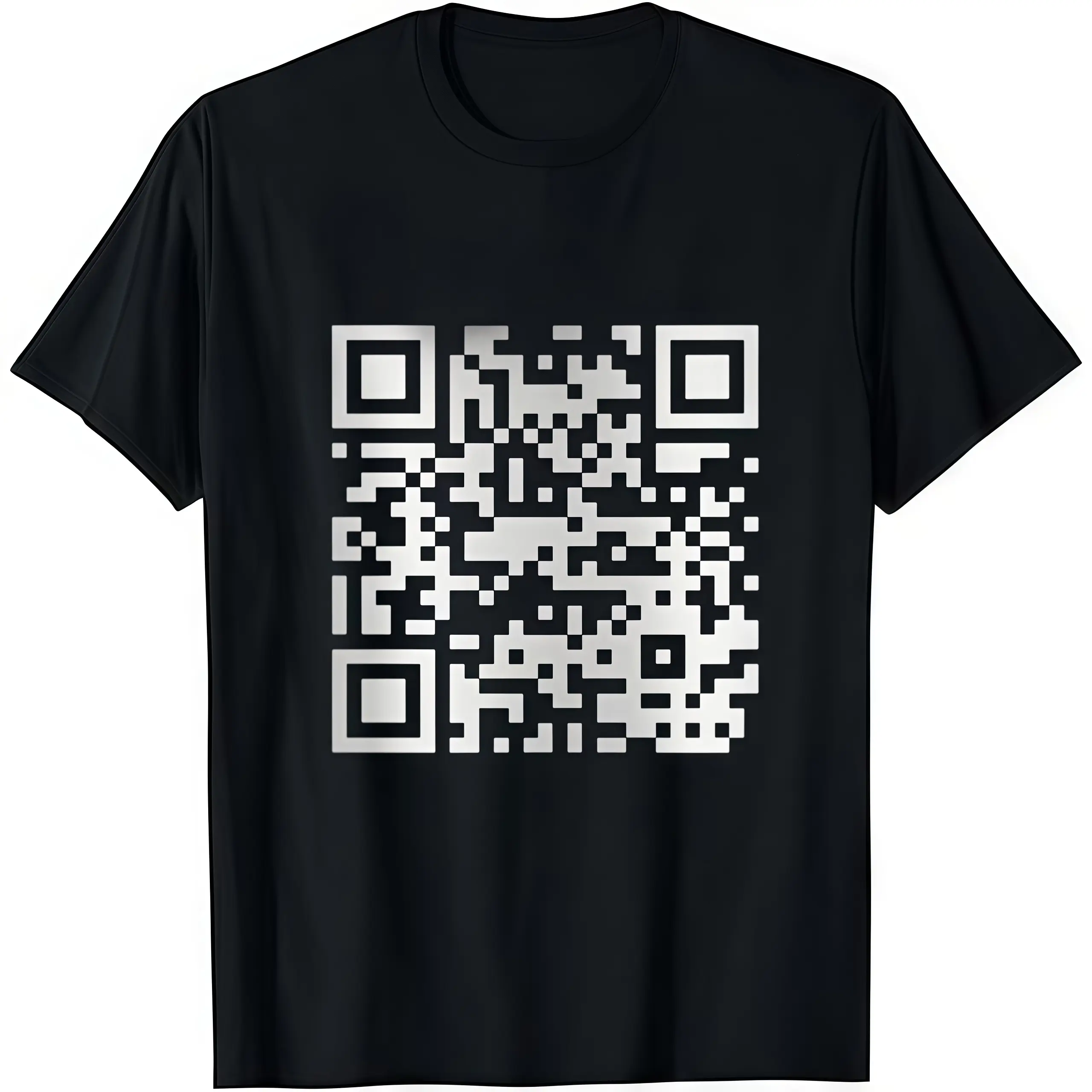 Men's Funny QR Code Graphic T-Shirt, Soft Cotton Casual Tee, Short Sleeve Streetwear Shirt, Unisex Novelty Print Top, Comfortable Everyday Wear