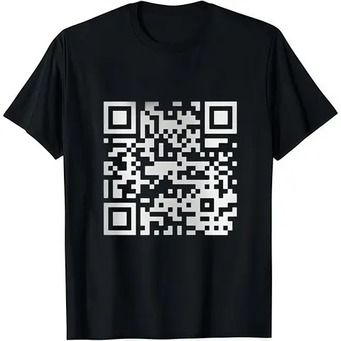 Men's Fitted Funny Graphic T-Shirt - Casual Soft Cotton Streetwear Top with FU QR Code Print, Short Sleeve Round Neck for Everyday Wear, Funny Shirts, Funny Gifts For Guys