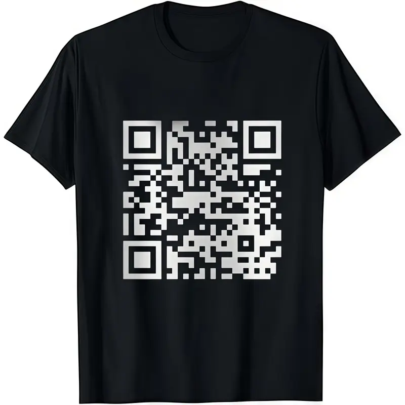 Men's Fitted Funny Graphic T-Shirt - Casual Soft Cotton Streetwear Top with FU QR Code Print, Short Sleeve Round Neck for Everyday Wear, Funny Shirts, Funny Gifts For Guys