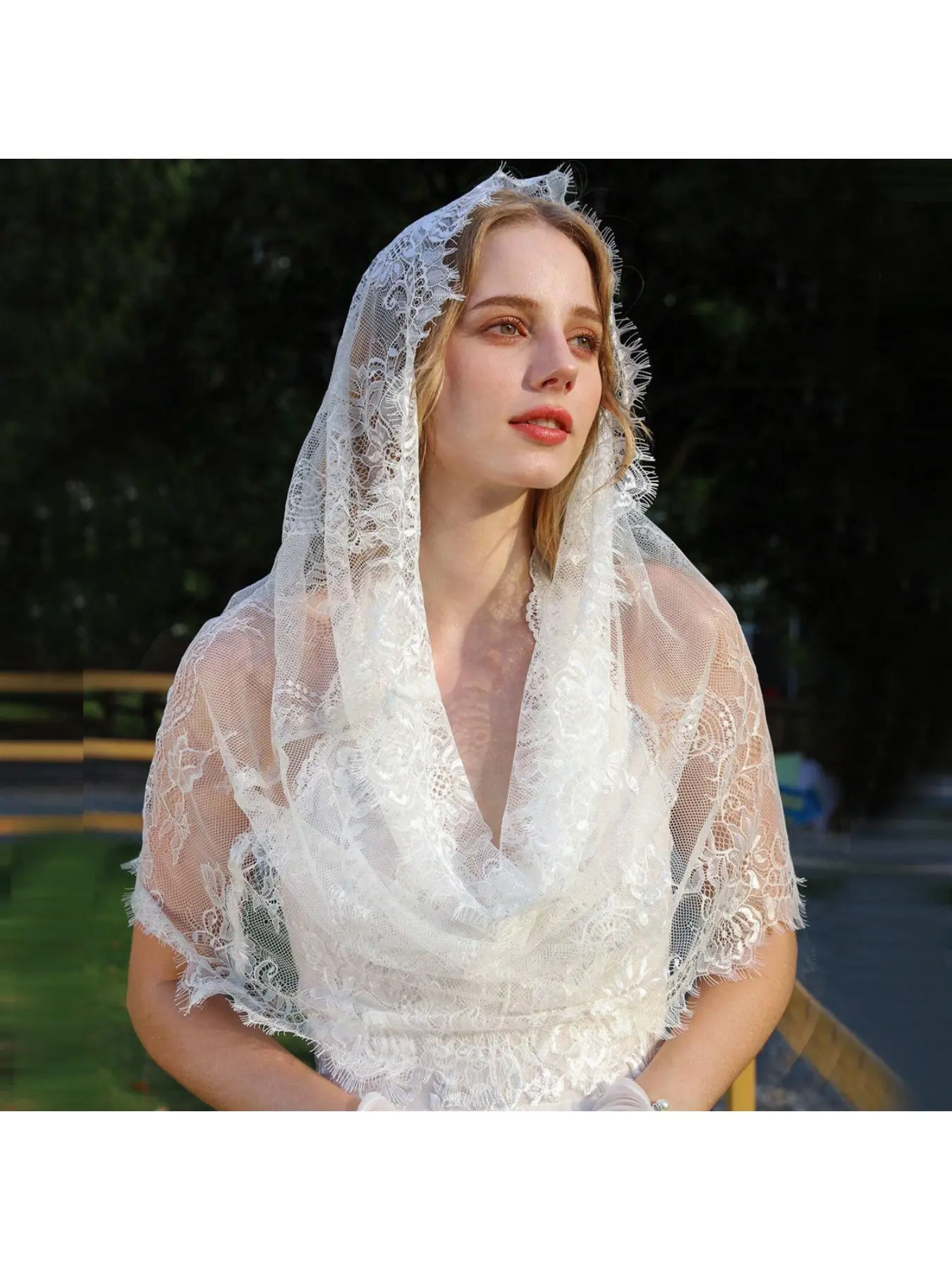 New black and white double-color eyelash round veil, spring and summer new lace breathable bridal veil