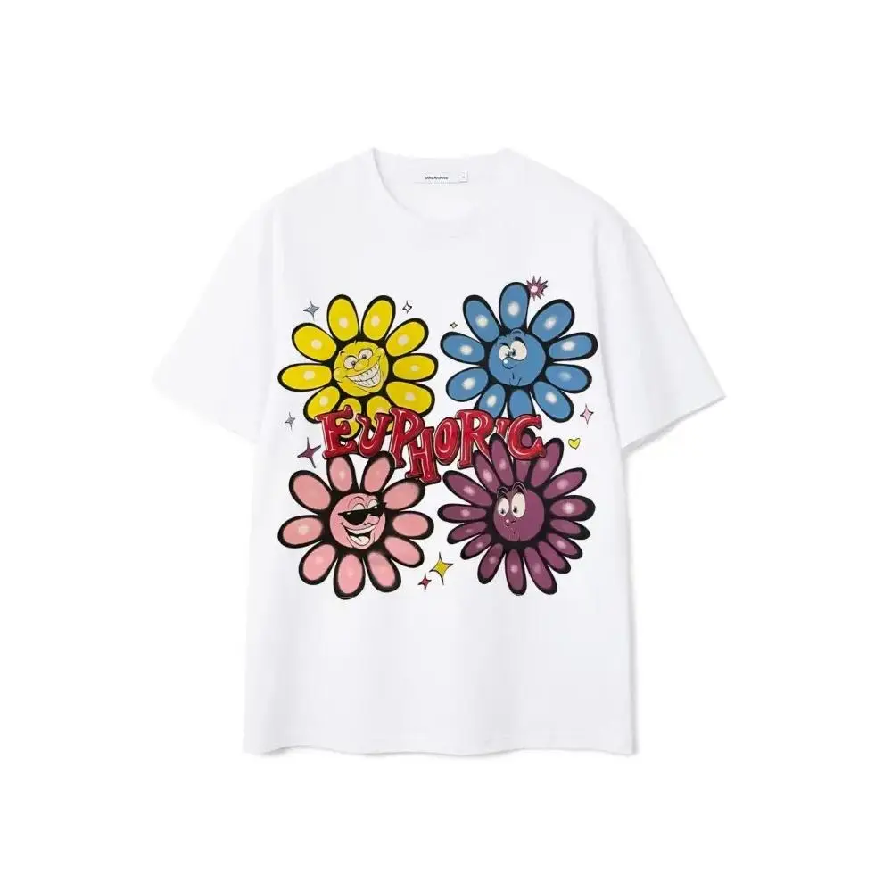 Men's Oversize Cotton T-Shirt with Euphoric Expression Screen Printed Graphic, Cut & Sewn Streetwear Essential