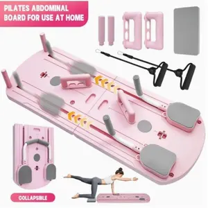 Pilates Board at home - 2026 Pilates Reformer Set， Multi-Purpose Foldable Pilates Reformer Board for Home Pad，pilates at home workouts, 8 in 1 Pilates Sliding Board (Pink)