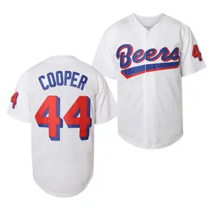 Mens Baseball Jersey #44 Joe Cooper 17 Doug Remer Stitched White Beers Jersey Short Sleeve Durable Construction for Baseball Fans