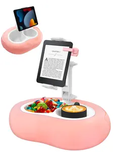 Miledi Tablet Pillow Stand, Compatible with 4.7"-12.9" Kindle, iPad, Phone/Tablet, Google, Samsung, 360° Rotating Phone Holder for Bed, Soft Plush Fabric, Detachable Bowl, Reading and Relaxation on Bed, Pink