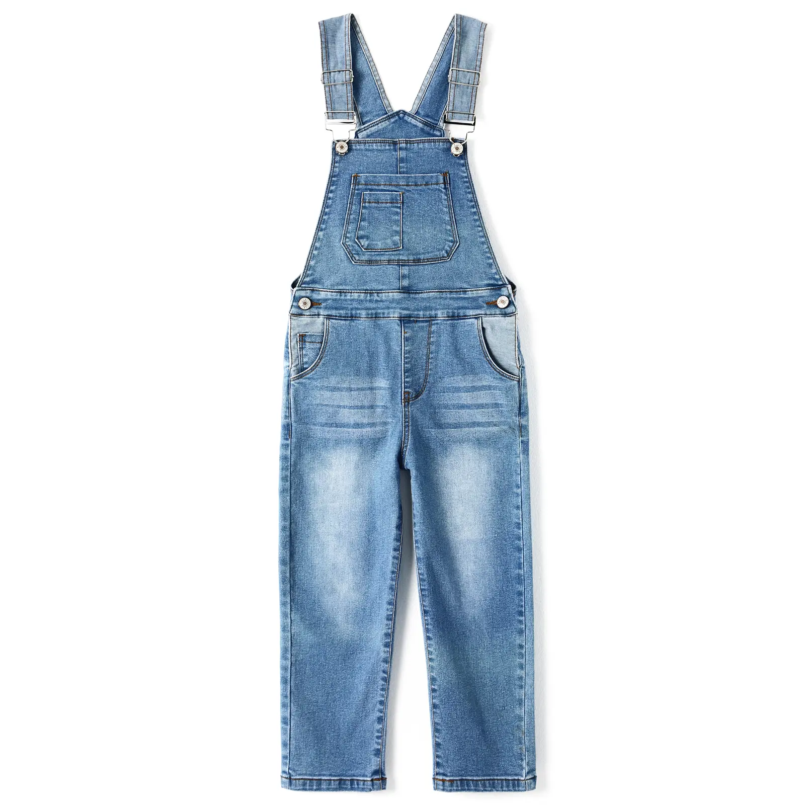 Kidscool Space Toddler Boys Girls Denim Overalls Light Wash Jean Jumpsuit Adjustable Strap Bib Pocket Casual Daily Outfits for Kids 9M-6Y