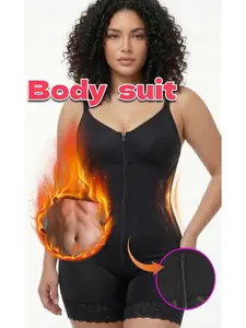 Women's High Compression Fajas Colombianas Slim Fit Body Shaper With Zipper Closure And Elegant Lace Trim